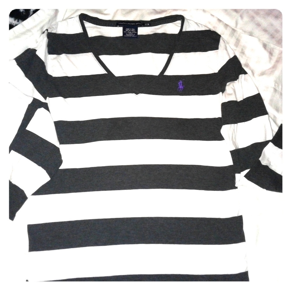 Ralph Lauren Shirt, Dark Grey & White Stripes